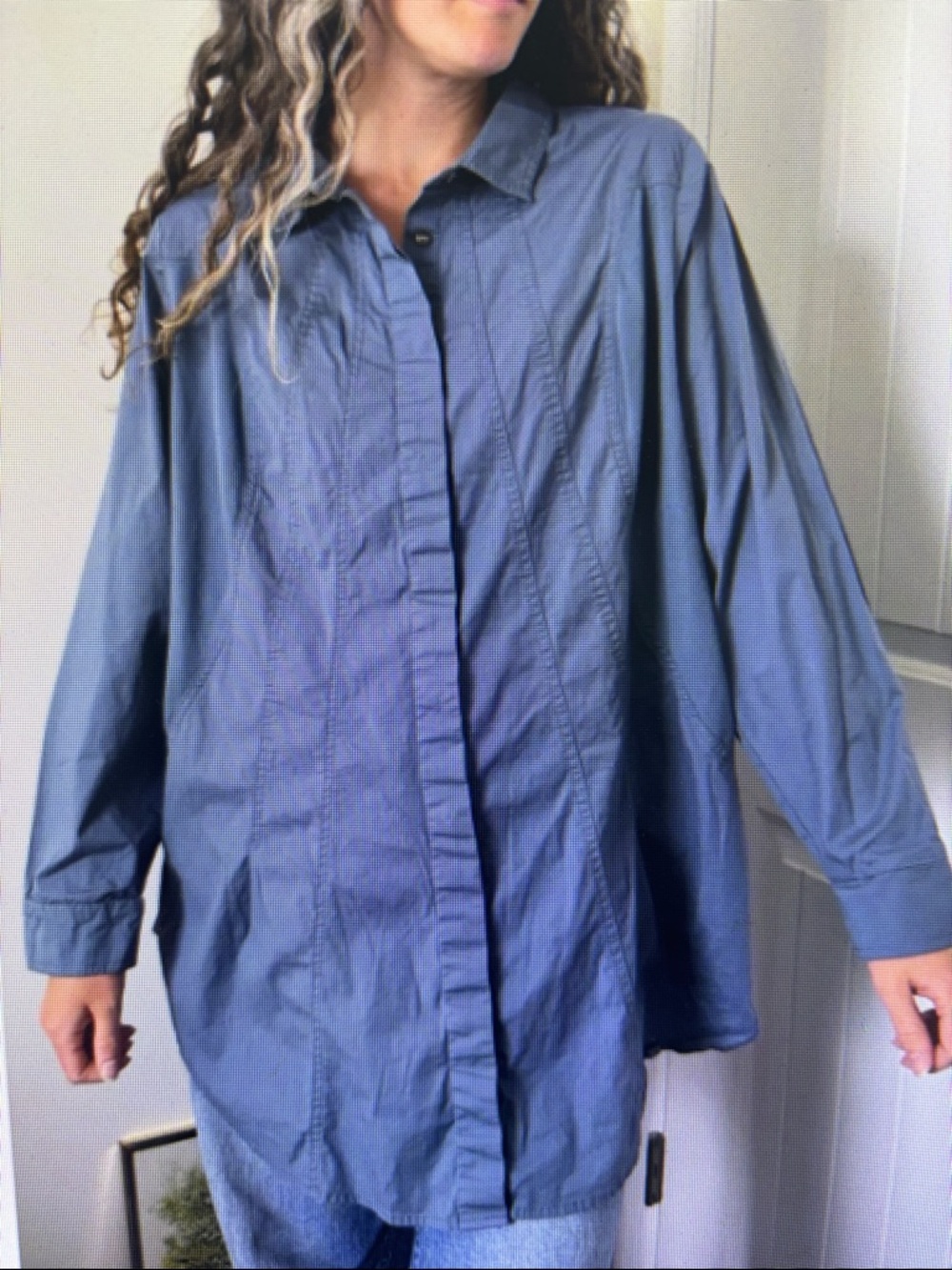 Soft Surroundings Blue Button-Down Shirt